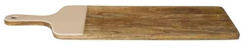 HOME DECO FACTORY - KA0578 Tabla de Presentación en Madera de Mango Maciza - Diseñada para Elegancia y Versatilidad - 58 cm - Fácil de Limpiar - Color Marrón Beige