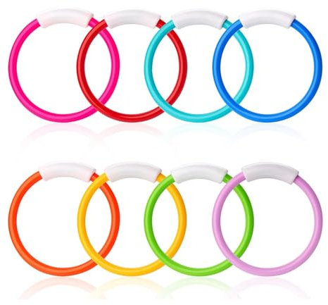 CAIONPLE 8 Piezas Anillos de Buceo Juguetes para la Piscina, Coloridos Anillos de Piscina para Niños, Entrenamiento Subacuático, Juguete de Anillo de Buceo para Piscina para Niños