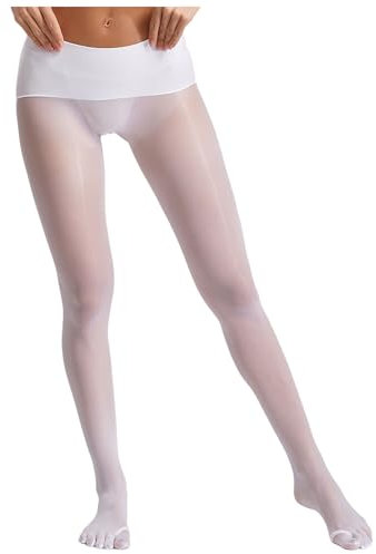 TTAO Strumpfhosen für damen Durchscheinend Sexy Stützstrumpfhosen Plüschstrümpfe Hohe Taille Fischernetz Strumpf Ouvert Strumpfhose Reizvoll Pantyhose Weiß Einheitsgröße