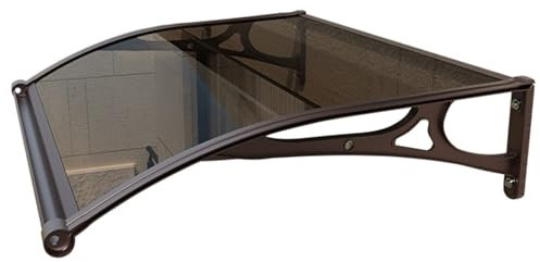Tettoia Per Porta in Alluminio Tenda da Sole Per Finestra Tettoia Per Porta D'ingresso Tenda da Sole Per Giardino Tettoia con Grondaie Tettoia Silenziosa Per Terrazza Pioggia E Neve(Brown,80*100cm)