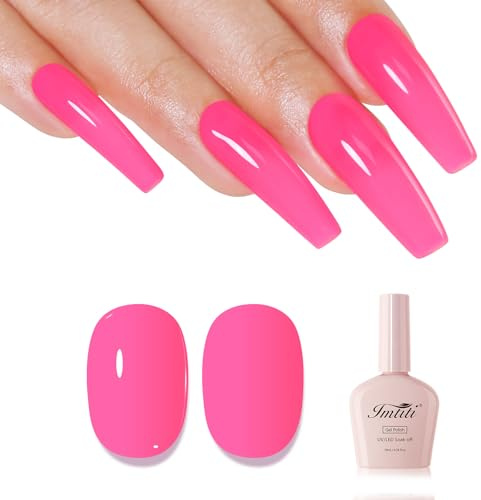 Imtiti Smalto Semipermanente Unghie Neon, Smalti Semipermanenti Per Unghie Rosa Neon Primavera Estate Smalto Gel Unghie UV French Gel Nail Polish UV Led Soak Off 10ml