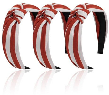 3 Piezas De Cabeza De Rayas En Blanco Rojo, Banda De Cabello De Moda, Diadema De Dama, Accesorios Retro Y Elees Para El Cabello, Decoración Del Peinado De La Ropa