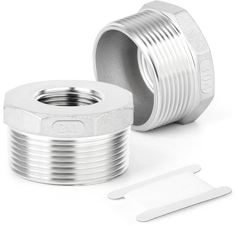 TAISHER 2 piezas de acero inoxidable 304 reductor hexagonal buje, 2BSP macho x 1BSP hembra, reducción de adaptador de tubería de gas, para el agua Oill aire