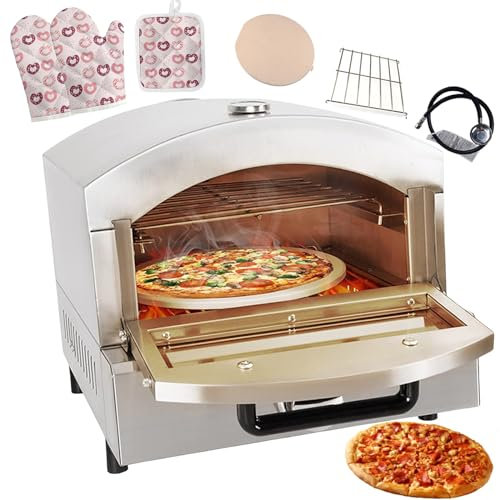 QUSYZD Four à Pizza électrique avec Pierre à Pizza de 30 cm, Four Grille-Pain à tiroir à Pizza avec bac d'égouttage, Machine à Pizza à Deux étages en Acier Inoxydable, Fours à Pizza d'extérie,
