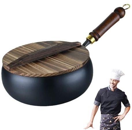 Unbeschichtete Eisenpfanne, Handgeschmiedet, GroßEr Bauchtopf Anti-Verbrennungs-Kochpfanne Mit Langanhaltender Eisenverarbeitung, 28cm, Vielseitig Einsetzbar FüR Gas- Und Induktionsherde (28cm)