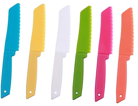 Mobestech 6piezas Cortadores Infantiles para Pasteles y Frutas con Diseño Seguro Tipo Utensilios Plásticos Reutilizables y Fáciles De Limpiar para Niño Niña y Actividades Montessori