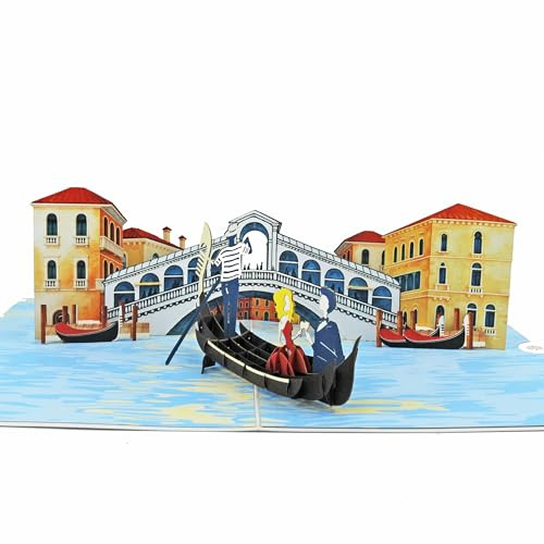Favour Pop Up® - 3D Glückwunschkarte zur Hochzeit. Ein filigranes Kunstwerk, dass sich beim Öffnen als Hochzeitspaar in Venedig entfaltet.