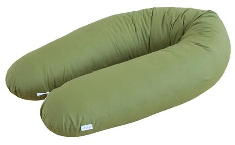 LOOLAY Schwangerschaftskissen - Stillkissen 170 cm - Seitenschläferkissen 100% Baumwolle - mit Abnehmbarem Bezug - Schwanger Kissen für Schlafen (Grun)