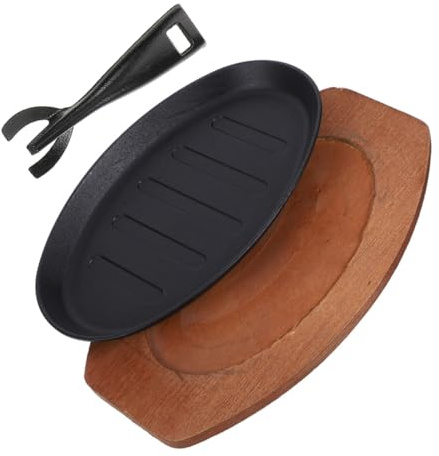 UKCOCO Plaque à Steak En Fonte 30 Cm Poêle à Griller Antiadhésive En Fonte Pour Cuisson Uniforme Viande Légumes Barbecue Cuisson Intérieure