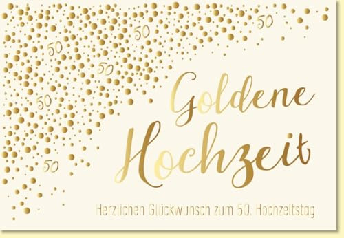 Gutsch Verlag Glückwunschkarte Goldene Hochzeit edle Doppelkarte mit goldener Schrift und Punkten stilvolle Karte zum 50 Hochzeitstag Jubiläum - mit Umschlag
