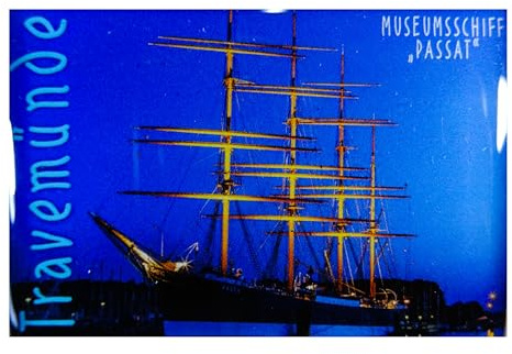 Magnet Souvenir Travemünde Schiff Passat 8 x 5,5 cm Kühlschrankmagnet Deko GCG M65