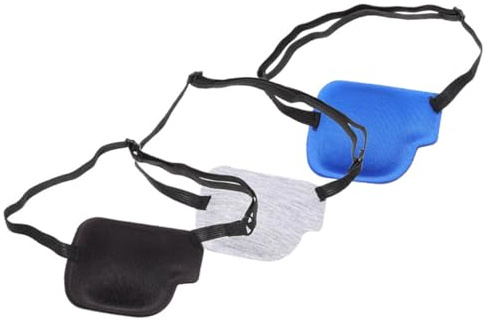Mikinona Lot de 3 Cache-Œil Ajustables pour Amblyopie en Polyester Protection Oculaire Quotidienne Patch Léger et Résistant à L'Usure Petit Cache-Œil pour Usage Extérieur