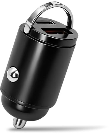 Mini Auto Ladegerät 45 W, USB-C Zigarettenanzünder Schnellader, 12-24 Vmit Zwei Anschlüssen Geeignet, Metal Legierung KFZ, für iPhone 17 16 15 Pro Max Galaxy S24 S23 Tab A iPad Pro, Schwarz