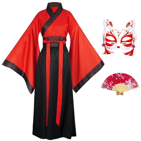 CRFASIBE Vestido Chino Hanfu para Mujer, Conjunto de Traje Tradicional Chino, Manga Suelta Bordado Hanfu para Oriental Cosplay Fiesta Temática Performance(con accessories)