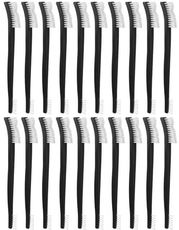 TOBBOMEY Spazzole Multiuso la Pulizia a Doppia Estremità in Nylon, Set da 20 Pezzi, per Dettagli di Cucina, Gioielli e Movimenti di Orologi, Manico Ergonomico per Uso Domestico