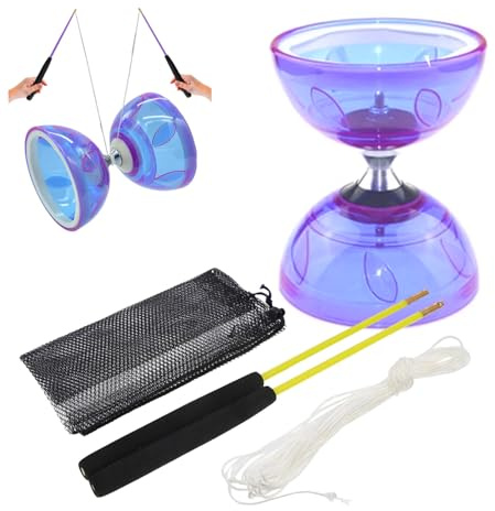 CAKEEYUM Jonglering diabolo set för barn nybörjare diabolo set 4 st/flexibel mjuk plast rörliga lager diabolo leksak med pinne och snöre och nätväska för barn roliga leksaker diablo kinesisk jojo dia
