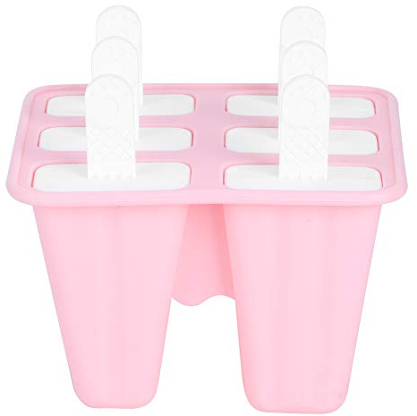 Molde para helado de silicona rosa, herramienta de cocina reutilizable DIY con asas para helado casero, pudín, postre, material de calidad alimentaria, 4 o 6 opciones de cavidades (6 palos)