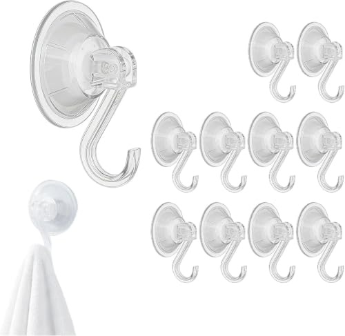 Zlokdraxy Ganchos de Succión, Ganchos Ventosa 10 Piezas sin Perforar, Succión Fuerte, Carga Máxima 5 KG, Ideal para Baños y Cocina