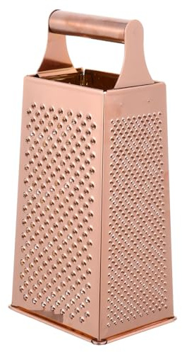 TOPPERFUN Rallador de Caja de Cocina Multifuncional de Acero Inoxidable 4 Caras en Color Rosa Dorado, Cortador Práctico para Verduras y Rallador Profesional con Recipiente para Uso