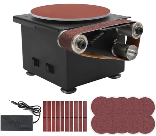 Electric Belt Disc Sander with 7-Speed Adjustment for Woodworking, Metal Knife Making, Crafts, and Jewelry