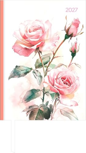 Buchkalender Style Roses 2027: Taschenkalender A5 (14,5x21 cm) - Tagesplaner mit Zeiteinteilung, Leseband, Notizbereich & Monatsübersicht, für Beruf, Schule & Alltag | Taschenkalender A5 (14,5x21 cm) - Tagesplaner mit Zeiteinteilung, Leseband, Monatsübersicht, für Alltag