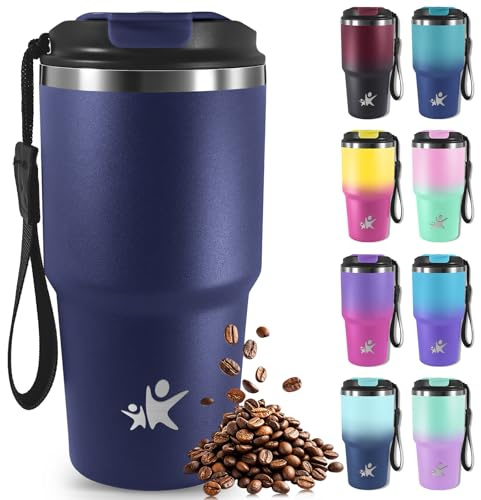 Mujigaga Tazza Termica 20oz, Termos Caffè, Bicchiere Termico con Coperchio a Prova di Perdite, Tazza da Viaggio, Ermetica Portatile, Travel Tumbler Per Caffè Caldo e Freddo, Acqua e Tè