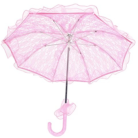 Qudinip Spetsparaply Elegant Dekorativt Brudparaply för Bröllopsfester Fotografitillbehör Spetstyg 56,5x56,5cm 1 st. (Rosa)
