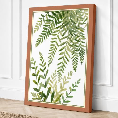Feathered Ferns Botanical Canvas Wall Art Print 30x20 Inch | Ready to Hang, Gallery Wrapped, Fade-Resistant Inks, Securely Packaged, UK Made
