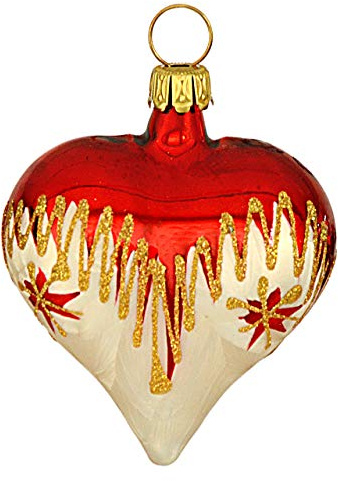 Jingle Bells Lauscha 5cm Herz Tradition 4Stck per Box Hochzeitsherz Hngeherz Hngender Schmuck Glas innen Hochzeit