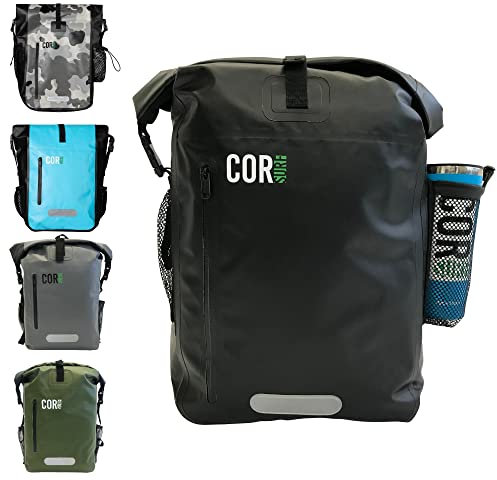 COR Surf Waterproof Dry Bag Backpack - Roll Top Drybag with Padded Laptop Sleeve, Has Welded Seams and Ergonomic Shoulder Pad, Ideal for Boating, Hiking, Kayaking, and More - 40L, Black