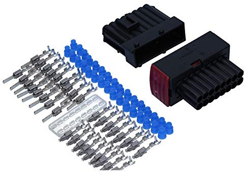 Kalitec KALI-1316 JPT Set 16-polig 0,5-1,0 mm² KFZ Steckverbinder Schwarz | Buchsengehäuse & Stiftgehäuse, Schutzart IP54, 24V, PBT Gehäuse, inkl. Kontakte & Dichtungen für Auto, LKW & Industrie