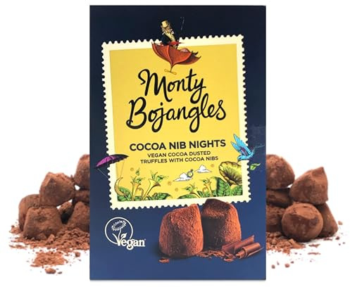 Monty Bojangles Cocoa Nib Nights – Vegane Trüffel Pralinen mit Kakao Nibs, Schokolade Geschenk, 180 g, Preisgekrönte Luxustrüffel mit Schokoladengeschmack, Perfektes Milchfreies Pralinen Geschenk