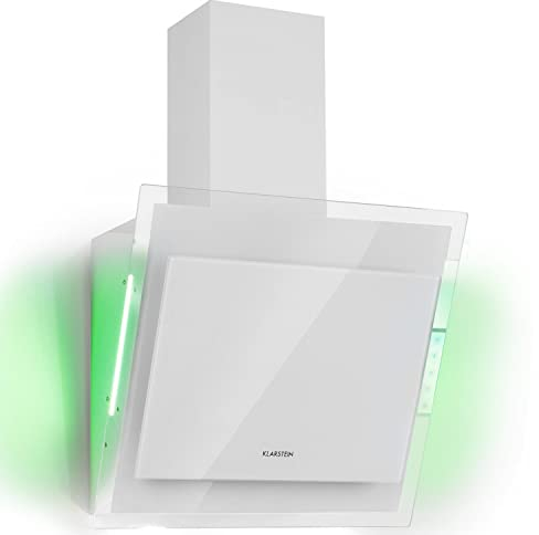 Klarstein Cappa Aspirante 60 cm, Cappa Cucina, Cappa Filtrante in Alluminio, Scarico 550m³/h, LED a 6 Colorazioni, Pannello Touch, Filtro a Carbone per Ricircolo, Classe Energetica A++, Bianco