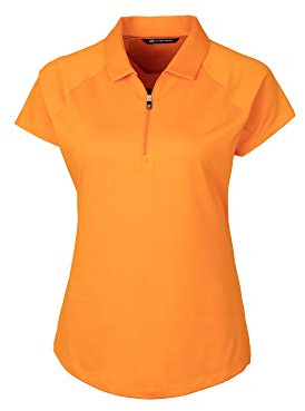 Cutter & Buck Cutter and Buck Polo à Manches Courtes avec Fermeture éclair pour Femme Chemise, Orange Burst