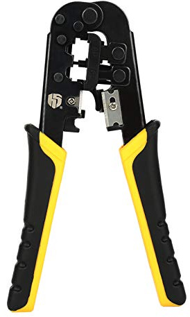 Uvital Dual-Modulares Netzwerkkabel Schneiden Abisolieren Crimper, Cat 5 Stripper Crimpzange RJ45 RJ12 RJ11 8P/6P Stecker, Handwerkzeuge für Schnitte, Streifen und Crimpen, 2 Arten von Steckern in 1
