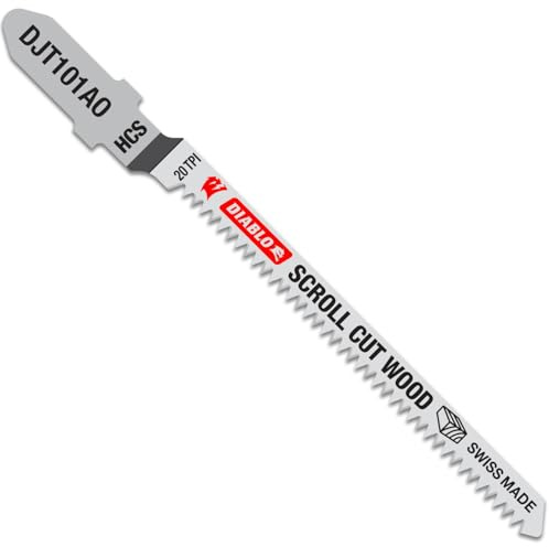 Diablo High Carbon Steel Jig Saw Blade Set for Wood - High Carbon Steel Tooth Design - T-Shank, 3-1/4 Length, 20 TPI - DJT101AO5