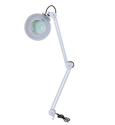 Wakects - Lámpara de aumento (8 x 8 x iluminada con brazo giratorio de sujeción para lectura médica de belleza, 2 en 1, diseño de lupa LED con luz fría