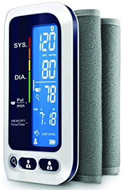 Tensiomètre Bluetooth pour bras supérieur GIMA, Sphygmus numérique, Technologie sans caméra, Écran LCD rétroéclairé, Taille de bras 22x42cm, Compatible avec Apple et Android, Adulte