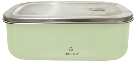 Chic Mic Bioloco Sky Lunchbox aus Edelstahl in der Farbe Light Green mit einem Fassungsvermögen von 800ml, Maße: 20cm x 14cm x 7cm, BSLB103
