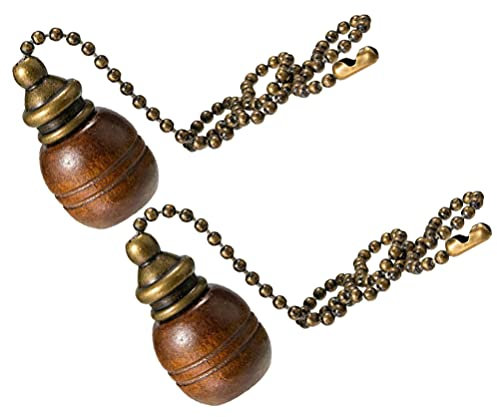UKCOCO 2 Pcs Wood Art Pendant Lamp - Retro Wood Art Pendant/Ceiling Fan Zipper Jewelry Extension/Light Zipper Bathroom Light/Ceiling Fan Switch Handle