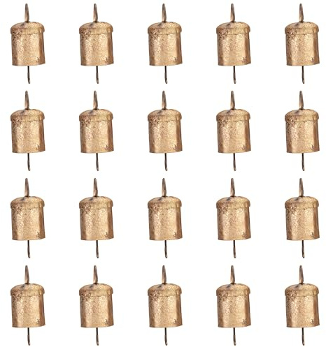 Vivanta Goldfarbene Kuhglocken - 20 Stück kleine Glocken rustikale Metallglocken zum Basteln, Vintage Glöckchen zum Basteln, Weihnachtsglocken, Dekorationen, Bauernhaus-Kränze, Hexenglocken
