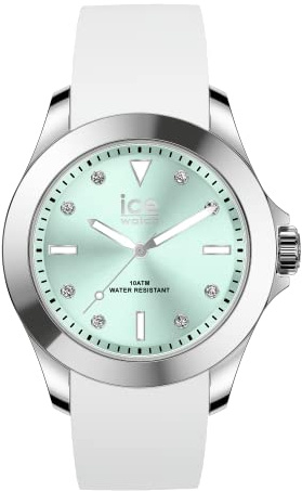 ICE-WATCH - Ice Steel White Pastel Green - Montre Blanche pour Femme avec Bracelet en Silicone - 020381 (Medium)