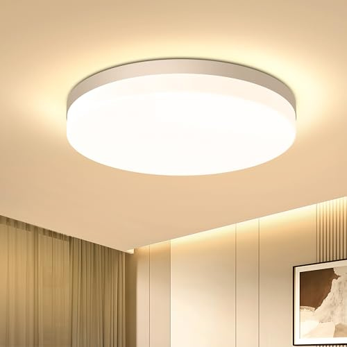 EASY EAGLE LED Deckenleuchte Flach, Rund Deckenlampe 3000k Warmweiß 36W 3600LM, Modern Badezimmer Lampe Badlampe Decke Küchenlampe für Bad Flur Schlafzimmer Balkon Wohnzimmer Küche Keller Lampe Ø23cm