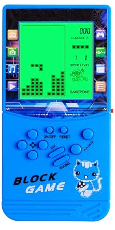 HLF Neuer großer Bildschirm Ziegel Spielkonsole grüne Hintergrundbeleuchtung eingebaute 23 Multi-Mode Spiele Geschwindigkeit und Schwierigkeitsgrad einstellbar (Blue)