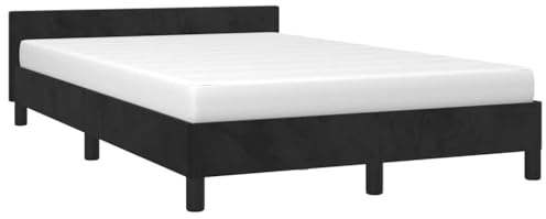 vidaXL Bettgestell mit Kopfteil, Bettrahmen mit Lattenrost, Bett Polsterbett mit Stützbeinen, Schlafzimmerbett Doppelbett, Schwarz 120x200cm Samt