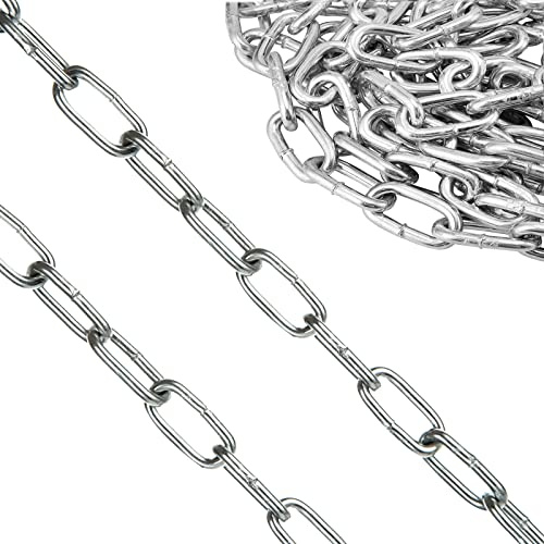 MIVIDE 2stk. Edelstahlkette, 5m Ø 3mm Metallkette Meterware, Korrosionsschutz & Rostbeständiger Kette für Aufhängen von Zäunen, Hundekette, Schwenkkette, Trocknen der Wäschekette (Silber)