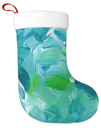 WURTON Weihnachtsstrumpf Blau Ölfarbe Textur Druck Xmas Strümpfe für Party Decor Familie Urlaub Hängende Strümpfe