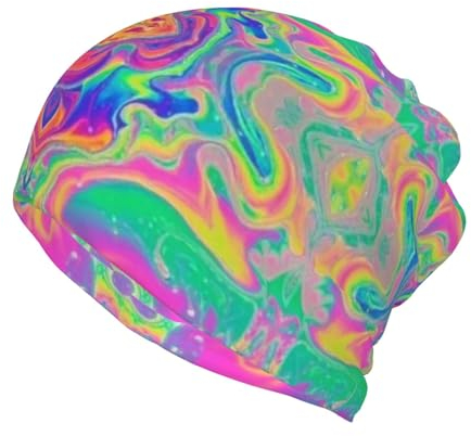 Beanie-Mütze, Halsmanschette, Strickmütze, Gesichtsmaske, Schal, Sturmhaube, Slouchy-Laufmütze, Neon-Regenbogen-Bunt-Batikfärbung