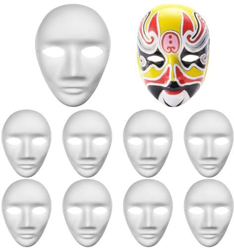 Lovesmile 10 Piezas Mascaras Blancas para Pintar, Máscara Blanca, DIY Pintado Mano Mascaras Blancas para Pintar Adecuado para Halloween Cosplay Fiestas Disfraces Cumpleaños Carnaval