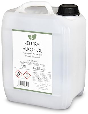 5l Weingeist Primasprit Trinkalkohol 69,9% vol - zum Ansetzen von Likören, Gin oder Tinkturen - 5l Kanister